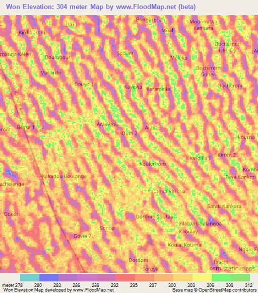 Won,Chad Elevation Map