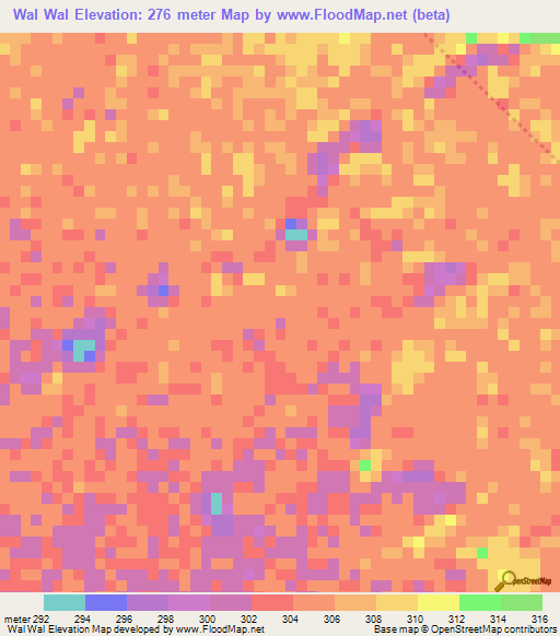 Wal Wal,Chad Elevation Map