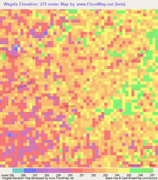 Wagala,Chad Elevation Map