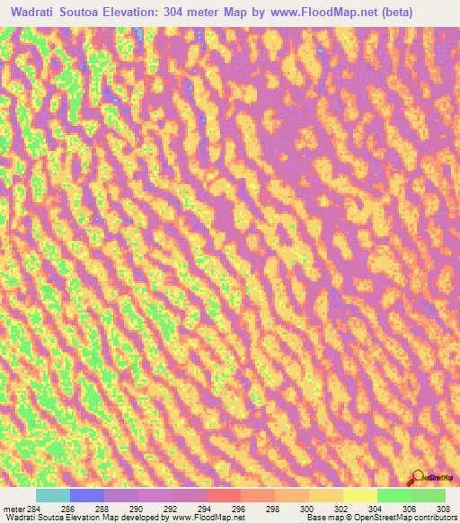 Wadrati Soutoa,Chad Elevation Map