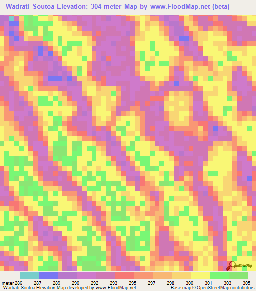 Wadrati Soutoa,Chad Elevation Map