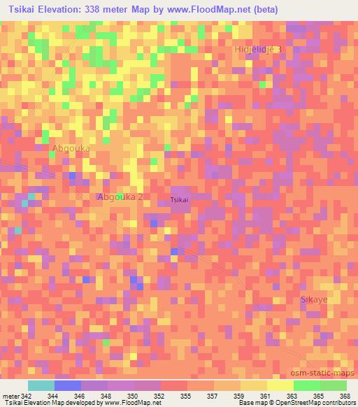 Tsikai,Chad Elevation Map