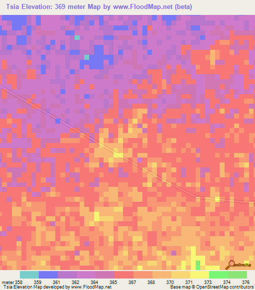 Tsia,Chad Elevation Map