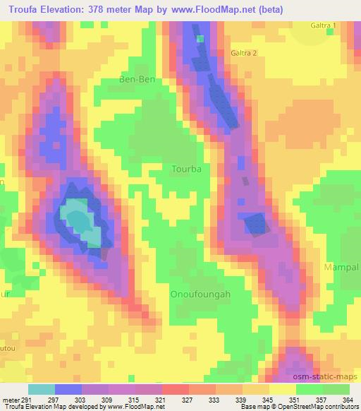 Troufa,Chad Elevation Map