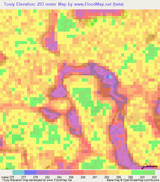 Touty,Chad Elevation Map
