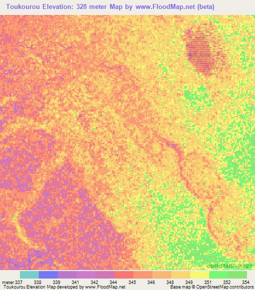 Toukourou,Chad Elevation Map
