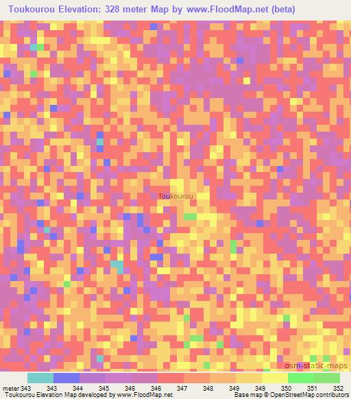 Toukourou,Chad Elevation Map