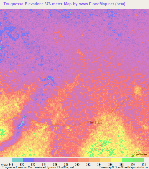 Touguessa,Chad Elevation Map