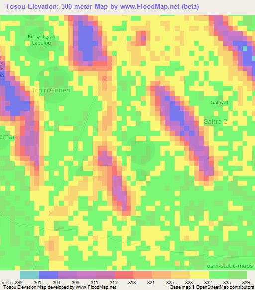 Tosou,Chad Elevation Map