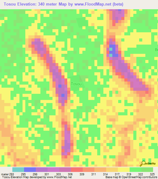 Tosou,Chad Elevation Map