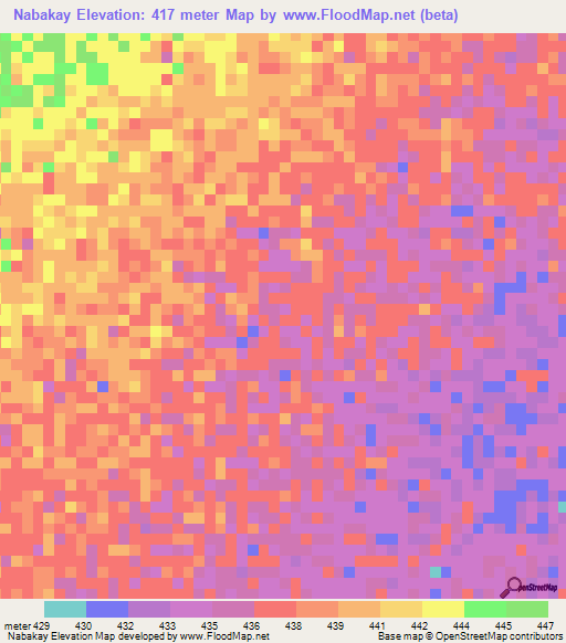 Nabakay,Chad Elevation Map
