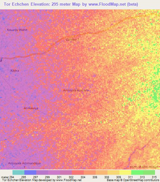 Tor Echchen,Chad Elevation Map
