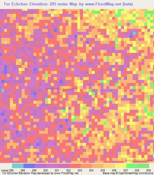 Tor Echchen,Chad Elevation Map