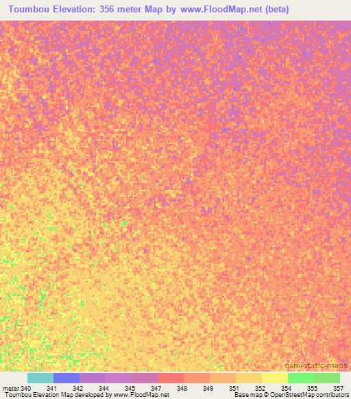 Toumbou,Chad Elevation Map