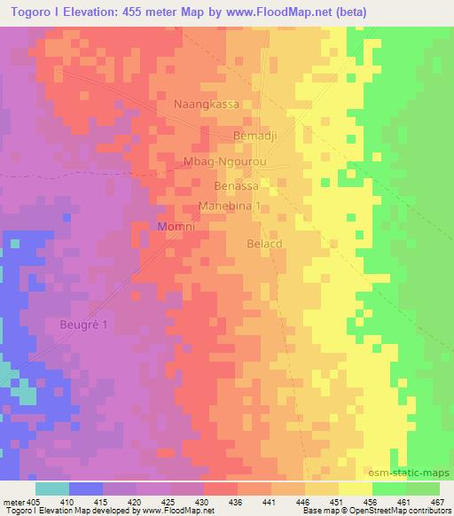 Togoro I,Chad Elevation Map