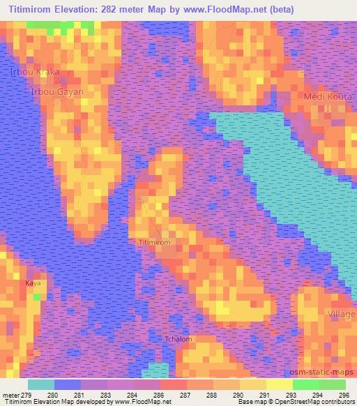 Titimirom,Chad Elevation Map