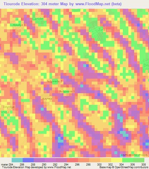 Tiourode,Chad Elevation Map