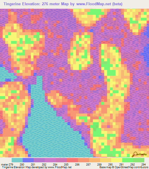 Tingerine,Chad Elevation Map