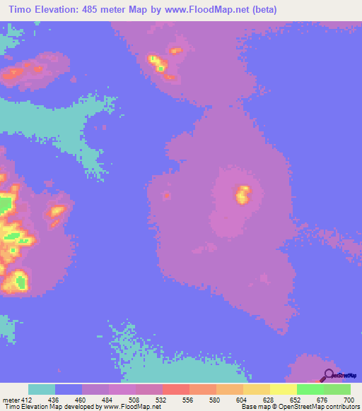 Timo,Chad Elevation Map
