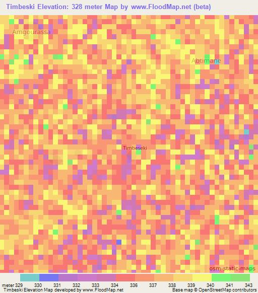 Timbeski,Chad Elevation Map