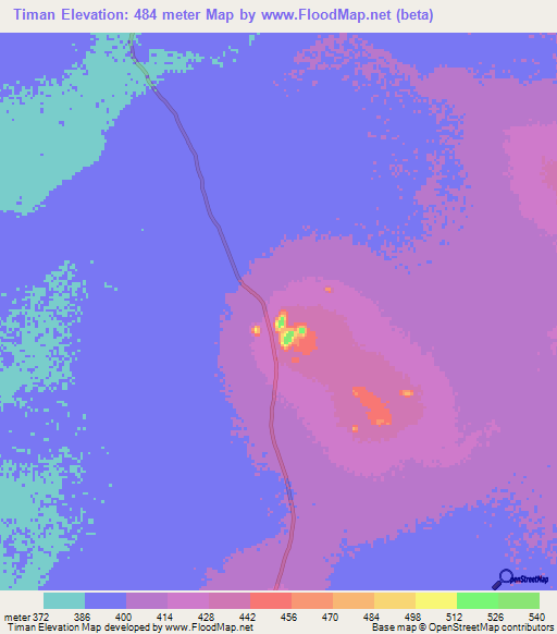 Timan,Chad Elevation Map