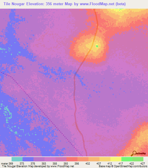 Tile Nougar,Chad Elevation Map