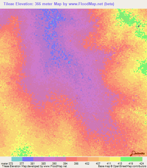 Tileae,Chad Elevation Map