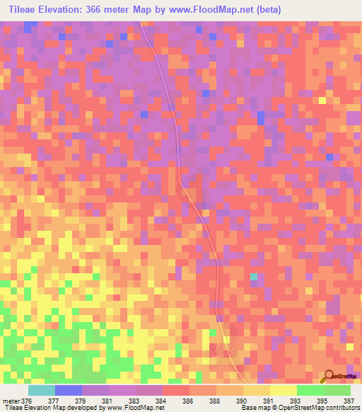 Tileae,Chad Elevation Map