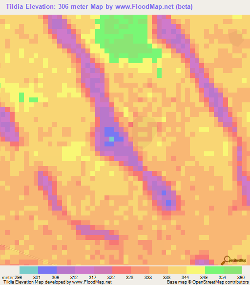 Tildia,Chad Elevation Map