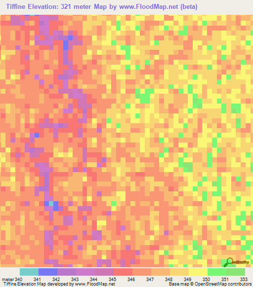 Tiffine,Chad Elevation Map