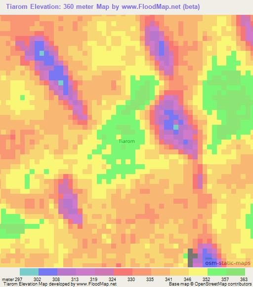 Tiarom,Chad Elevation Map