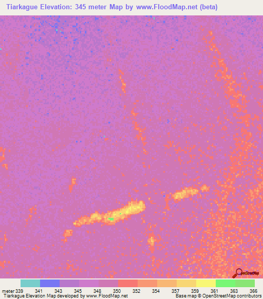 Tiarkague,Chad Elevation Map