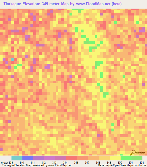 Tiarkague,Chad Elevation Map