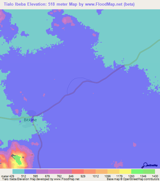 Tialo Ibeba,Chad Elevation Map