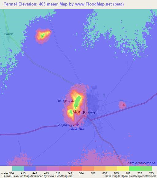 Termel,Chad Elevation Map