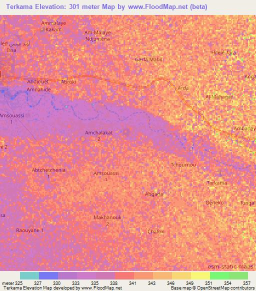 Terkama,Chad Elevation Map