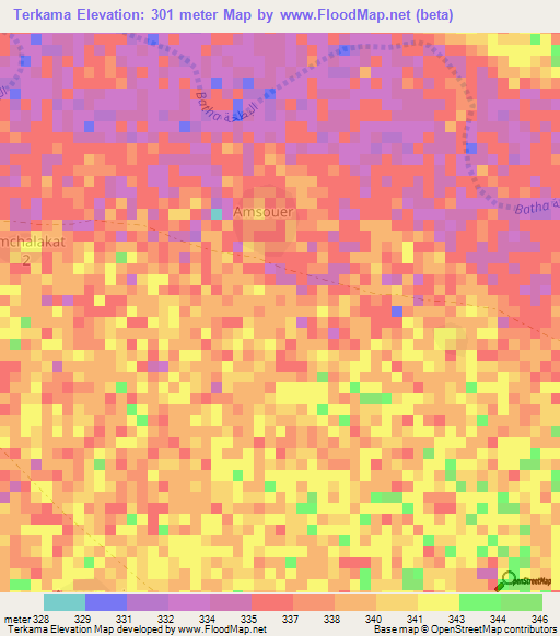 Terkama,Chad Elevation Map
