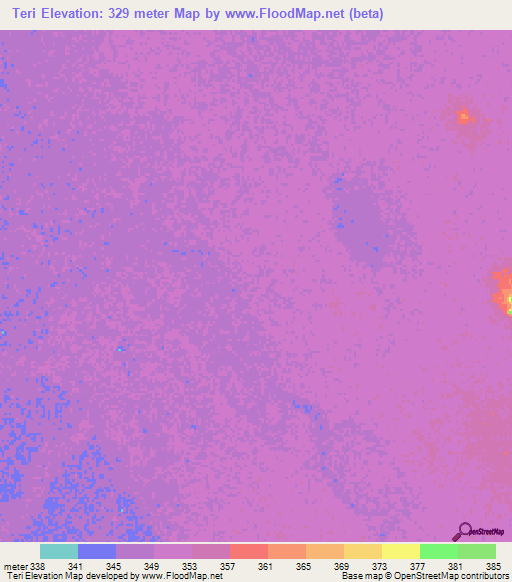 Teri,Chad Elevation Map