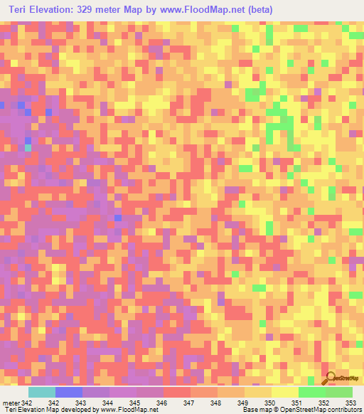Teri,Chad Elevation Map