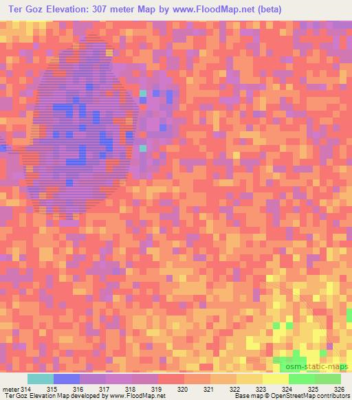 Ter Goz,Chad Elevation Map