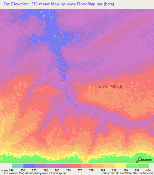 Ter,Chad Elevation Map