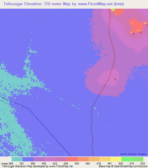 Telinougar,Chad Elevation Map