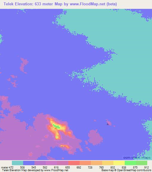 Telek,Chad Elevation Map
