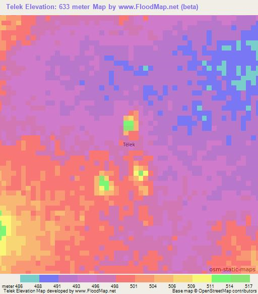 Telek,Chad Elevation Map