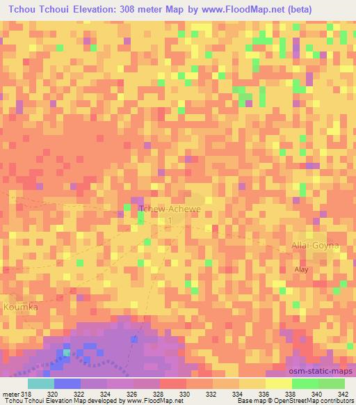Tchou Tchoui,Chad Elevation Map
