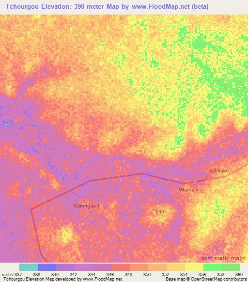 Tchourgou,Chad Elevation Map