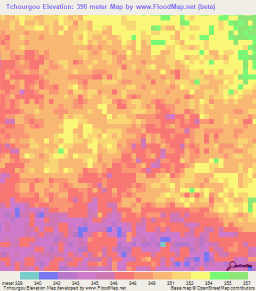 Tchourgou,Chad Elevation Map