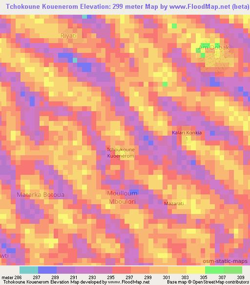 Tchokoune Kouenerom,Chad Elevation Map