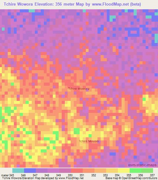 Tchire Wowora,Chad Elevation Map