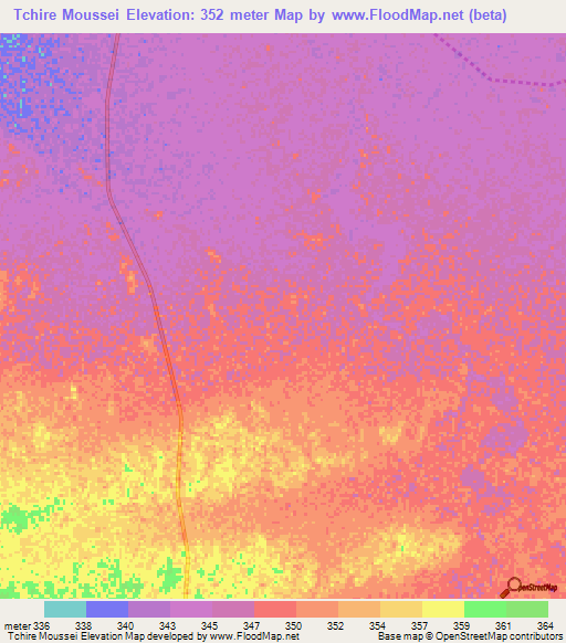 Tchire Moussei,Chad Elevation Map